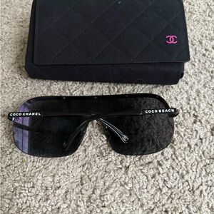 CHANEL Black Sunglasses with Quilted Case